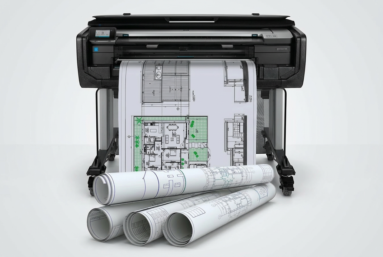 Plotter imprimindo planta técnica